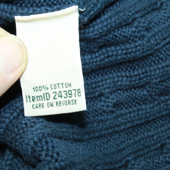 LL Bean Navy Blue Zip Up Cotton Knit Sweater Sz L - Picture 3 of 8